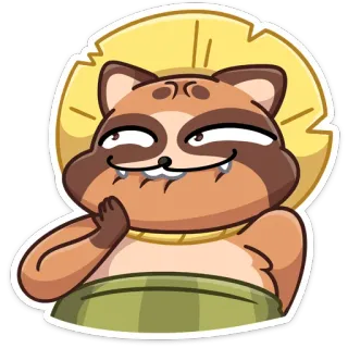 🥰 tanuki, perro mapache, animal, divertido, dibujo animado, mono, folclore japonés whatsapp sticker
