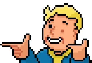 😊 Vault Boy Fallout видеоигра, fallout, vault boy, стикер, пиксель арт telegram sticker