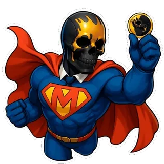 🦸‍♂️ ซูเปอร์ฮีโร่, หัวกะโหลก, ซูเปอร์แมน, ล้อเลียน, สติกเกอร์ telegram sticker