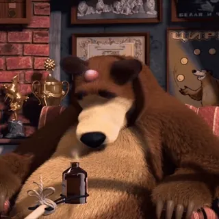 🧸 Bear Masha and the Bear animated, bear, russian, cartoon, animal telegram sticker