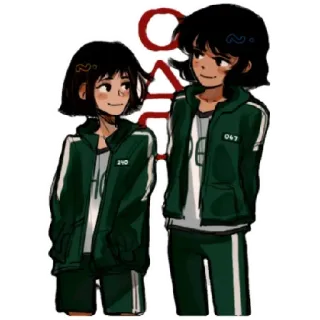 😈 Squid Game squid game, netflix, characters, green tracksuit, drawing telegram sticker