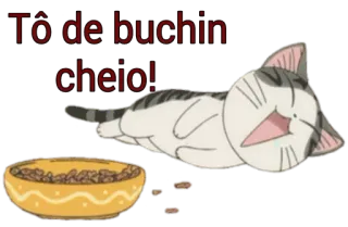 🍛 Tô de buchin cheio! кот, котенок, сытый, живот, еда, мультфильм, счастливый whatsapp sticker