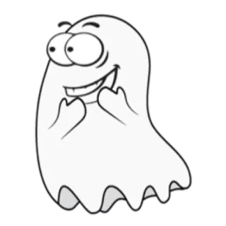 😍 Cartoon Geist, Geist, Halloween, Lustig, Mittelfinger, Beleidigend, Unfreundlich, Geste whatsapp sticker