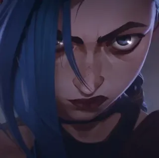 🍁 Jinx Arcane Jinx, Arcane, League of Legends, personaje, pelo azul, anime, fantasía whatsapp sticker