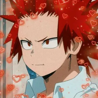 🥀 Eijiro Kirishima My Hero Academia animé, dessin animé, Kirishima, My Hero Academia, coeurs, cheveux roux, fanart telegram sticker