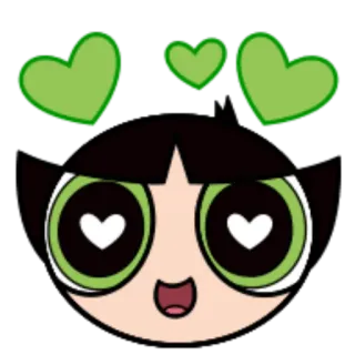 😍 Buttercup The Powerpuff Girls Мультфильм, Милый, Сердце, Суперкрошки, Лютик, Наклейка telegram sticker