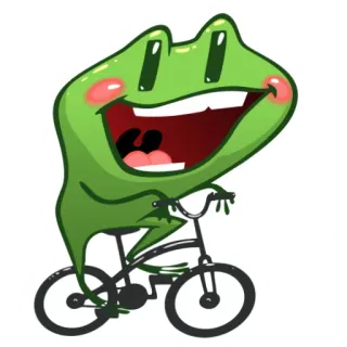 🙃 rã, bicicleta, desenho animado, adesivo, animal, verde telegram sticker