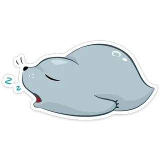 😴 zzz тюлень, спящий, животное, мультяшный, милый, ленивый telegram sticker