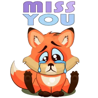 😥 MISS YOU raposa, desenho animado, triste, saudades, chorando, animal, emocional whatsapp sticker