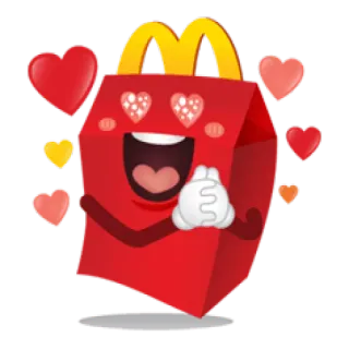 😍 mcdonalds, happy meal, corações, amor, desenho animado telegram sticker