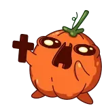 ✝️ pompoen, middelvinger, aanstootgevend, cartoon, Halloween, groente telegram sticker