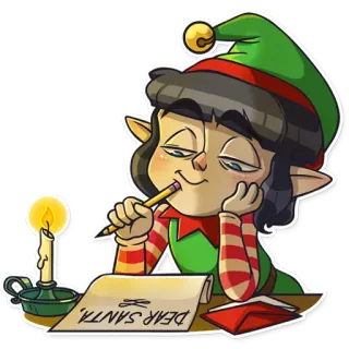 📨 DEAR SANTA natal, elfo, papai noel, carta, feriado, vela telegram sticker