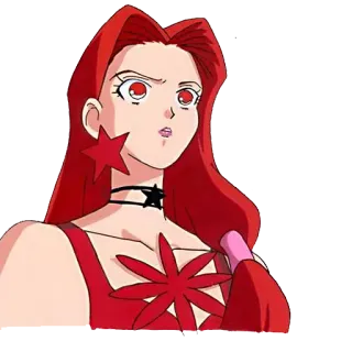 😧 アニメ, カートゥーン, 女性, 赤い髪, キャラクター, イラスト telegram sticker