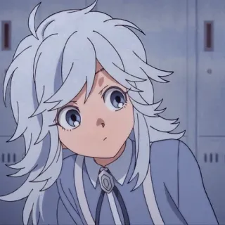 😐 Anime, Charakter, Weißes Haar, Süß, Porträt whatsapp sticker