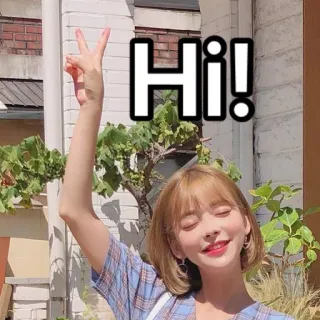 ✌️ Hi! saludo, signo de paz, hola, mujer, saludo telegram sticker