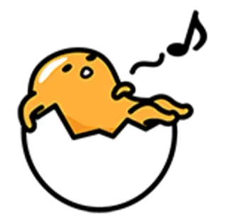 🎵 Gudetama ไข่, ขี้เกียจ, น่ารัก, อาหาร, การ์ตูน, ไข่แดง, กุเดทามะ, ซานริโอ telegram sticker