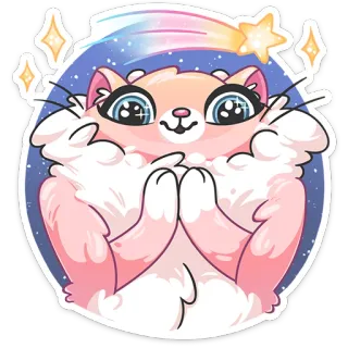 😌 cat, cute, kawaii, animal, sticker, pink, fluffy, eyes telegram sticker
