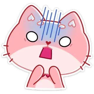 😱 кот, мультфильм, милый, животное, наклейка, розовый, сюрприз, взволнованный, аниме telegram sticker
