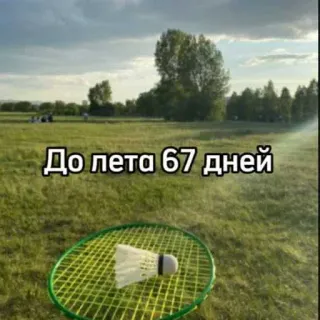 ☀️ До лета 67 дней verano, bádminton, cuenta atrás, raqueta, deporte, recreación, campo telegram sticker