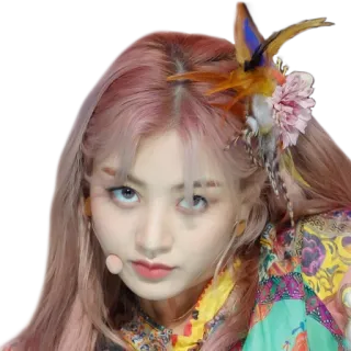 😠 Jihyo Jihyo, K-pop, Twice, cantora, Idol, menina, cabelo rosa telegram sticker