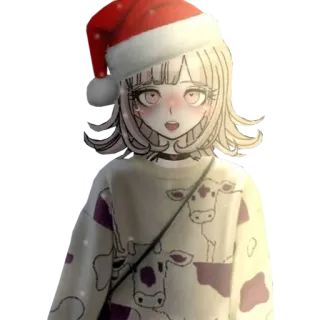 😍 anime, christmas, santa hat, cow, sweater, cute telegram sticker