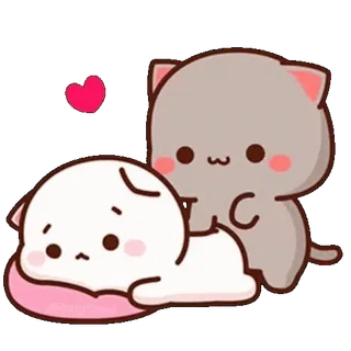 ❤️ gatto, carino, amore, cuore, kawaii, cartone animato telegram sticker