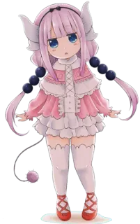 😍 Kanna Kamui Miss Kobayashi's Dragon Maid anime, dragão, fofo, garota, cabelo rosa whatsapp sticker