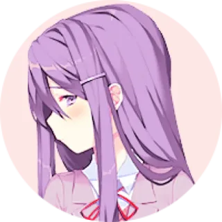 💜 Yuri Doki Doki Literature Club! anime, tóc tím, cô gái, yuri, Doki Doki Literature Club telegram sticker