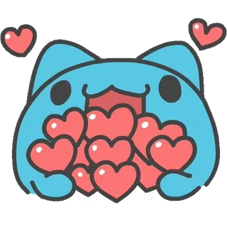 💝 niedlich, Herzen, blau, Liebe, Cartoon, Tier whatsapp sticker