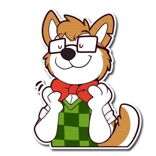 😌 Dibujo animado, Perro, Pajarita, Gafas, Peludo, Alegre, Animal, Lindo telegram sticker