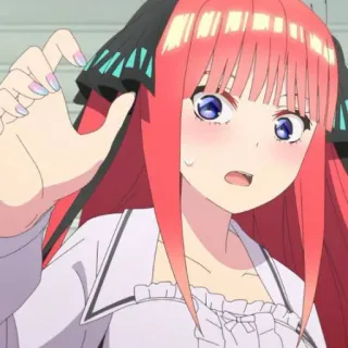 🍷 Nino Nakano The Quintessential Quintuplets Anime, Garota, Cabelo ruivo, Personagem, Mangá, Gesto whatsapp sticker