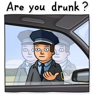 🍺 Are you drunk? 警察, 警官, 車, 運転, 質問 telegram sticker