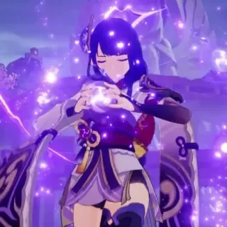 🧡 Raiden Shogun Genshin Impact anime, video game, female, purple, goddess telegram sticker