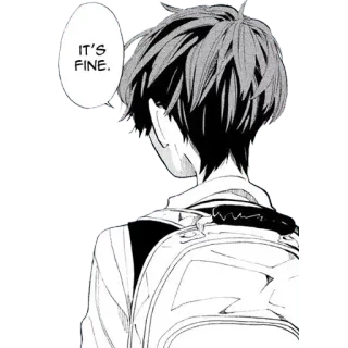 🙂 IT'S FINE. anime, boy, manga, backpack telegram sticker