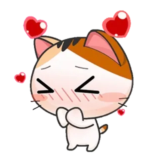 ⭐ gato, fofo, amor, corações, kawaii, chibi, desenho animado whatsapp sticker