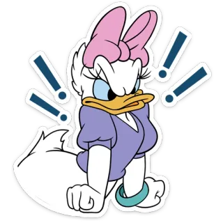 😤 Daisy Duck disney, мультфильм, злой, восклицательные знаки, дейзи дак, утка telegram sticker