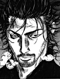 ⚔ Miyamoto Musashi Vagabond musashi, vagabond, manga, samurái, espada whatsapp sticker
