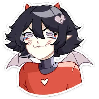😭 fille anime, diable, pleurs, ailes, coeur, mignon, dessin animé telegram sticker