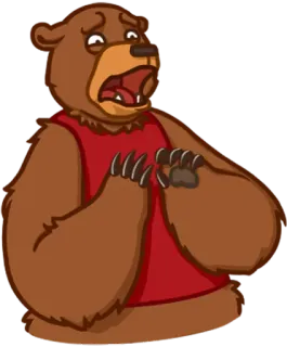 😮 urso, desenho animado, animal, mamífero, chateado, preocupado telegram sticker