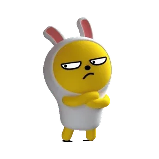 💬 Ryan dessin animé, lapin, mignon, jaune, personnage, Ryan, Kakao Friends telegram sticker