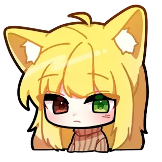 😕 anime, cartoon, sticker, kawaii, manga, cute, cat ears, girl whatsapp sticker