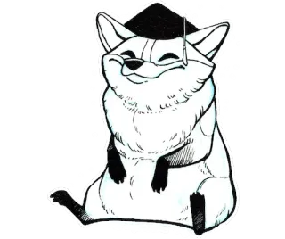 👑 rubah, hewan, wisuda, topi toga, kartun, stiker telegram sticker