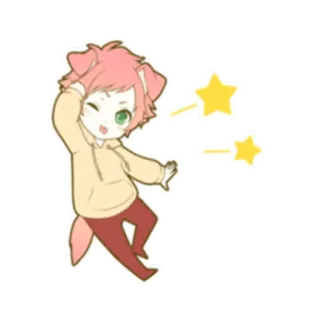 😋 Chibi, Dibujos animados, Anime, Mono, Orejas de animales, Estrellas, Kawaii whatsapp sticker
