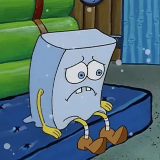 🍔 triste, pleurer, Bob l'éponge, dessin animé, personnage, mème telegram sticker