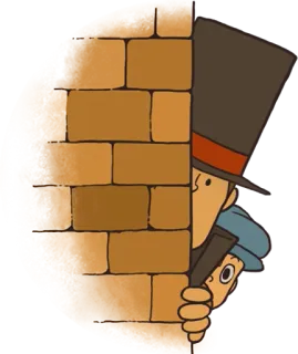 👁️ Professor Layton video game, professor, detetive, mistério, quebra-cabeça, chapéu, parede telegram sticker