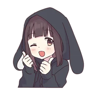 👍 anime, mädchen, hase, hoodie, süß, kawaii, aufkleber whatsapp sticker