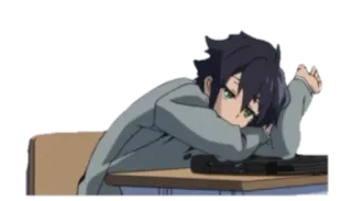 😴 Anime, Wapen, Wapen, Verdrietig, Verveeld, Personage telegram sticker