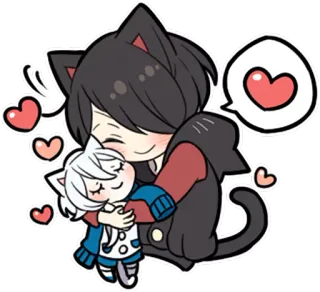 ❤ Katzenohren, Anime-Stil, Kawaii, Chibi, Herz, Zuneigung, Süß, Umarmung whatsapp sticker