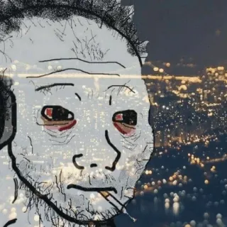 🚬 wojak, 흡연, 담배, 밈, 우울함, 슬픔, 외로움 telegram sticker