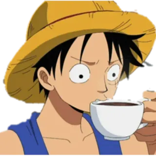 ☕️ Monkey D. Luffy One Piece Anime, Personaje, Bebiendo, Luffy, One Piece, Pirata whatsapp sticker